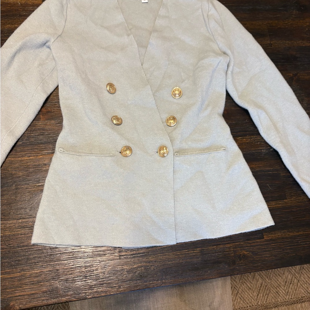 Women's Double-Breasted dusty blue Blazer